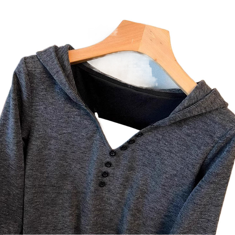 Ženski patchwork sportski set s gumbima, hoodie gornji dio i hlače visokog struka, proljeće-jesen, boja rižine bež boje