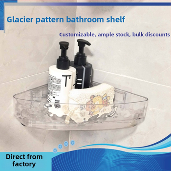 Fali mosdó-tároló polc fúrás nélkül, háromszög kosárral; műanyagból, modell 1, teherbírás 10 kg