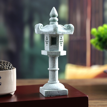 Klasszikus homokkő lámpás dísz gravírozott részletekkel az íróasztalhoz és mini tájjal