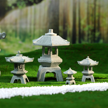 Klasszikus homokkő lámpás dísz gravírozott részletekkel az íróasztalhoz és mini tájjal