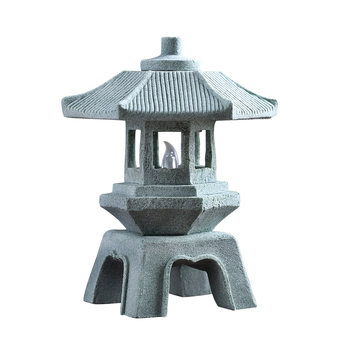 Klasszikus homokkő lámpás dísz gravírozott részletekkel az íróasztalhoz és mini tájjal