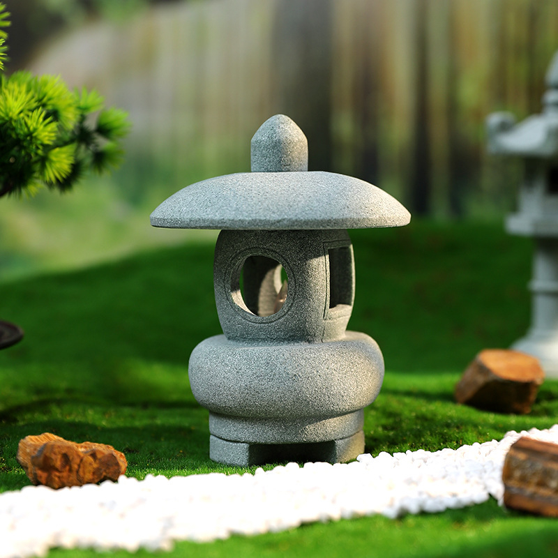 Klasszikus homokkő lámpás dísz gravírozott részletekkel az íróasztalhoz és mini tájjal