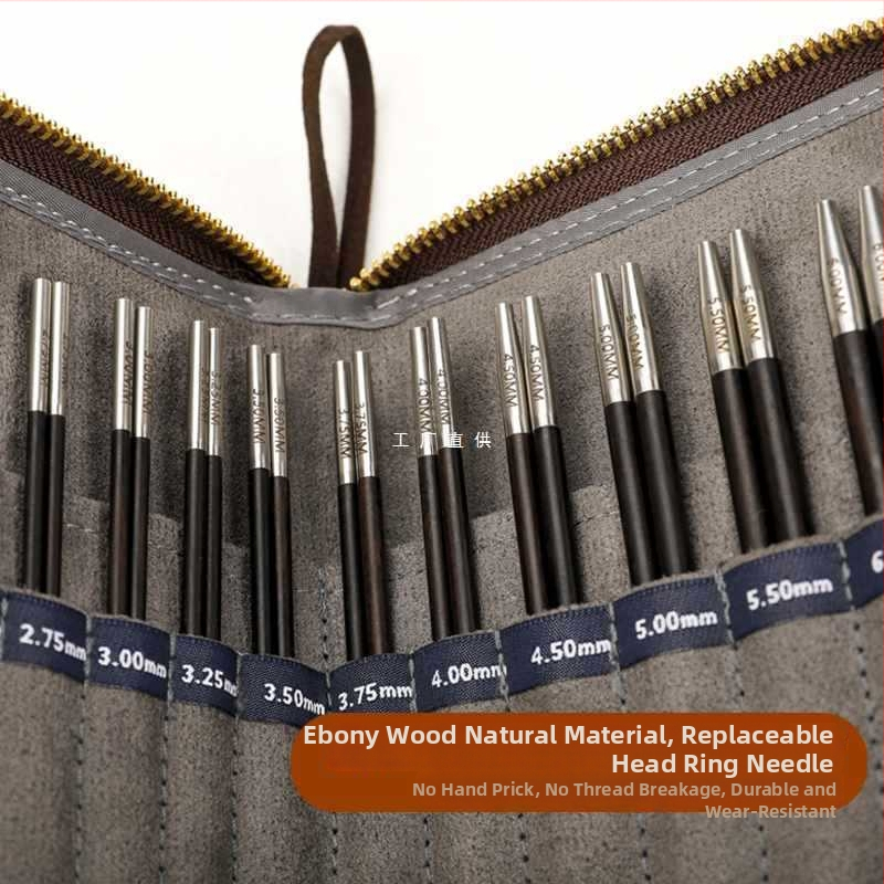 Odnímateľná kruhová ihla na pletenie z ebenového dreva, ručne vyhotovená, na svetre, moderný štýl (Kód: 6511002741999)