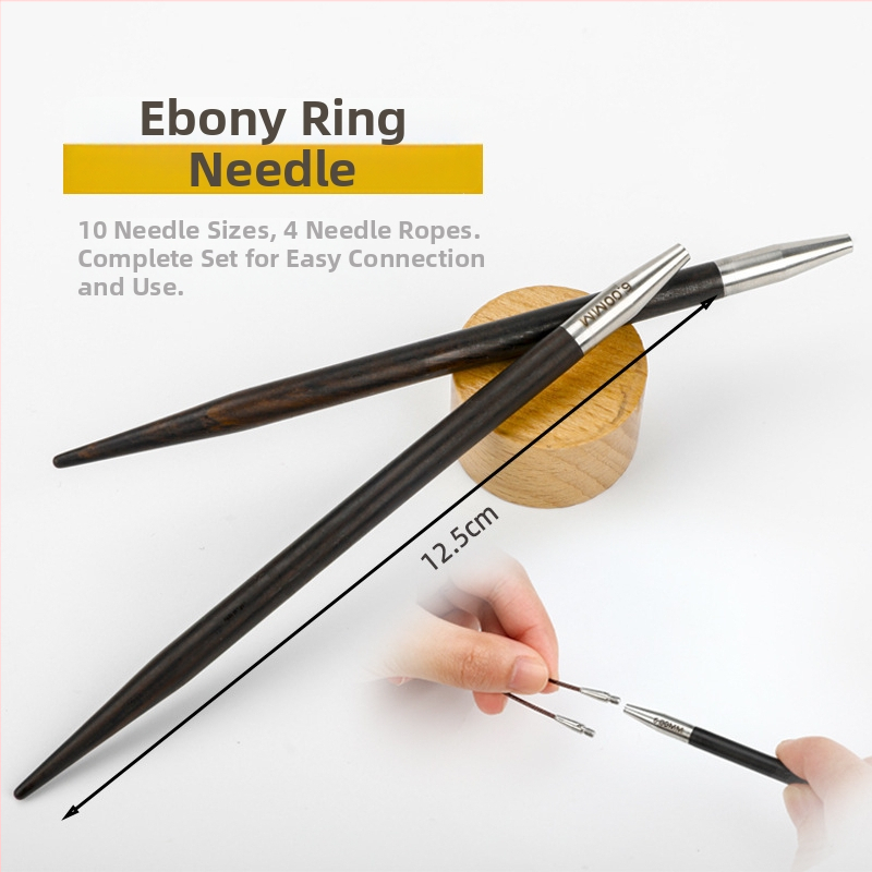 Odnímateľná kruhová ihla na pletenie z ebenového dreva, ručne vyhotovená, na svetre, moderný štýl (Kód: 6511002741999)