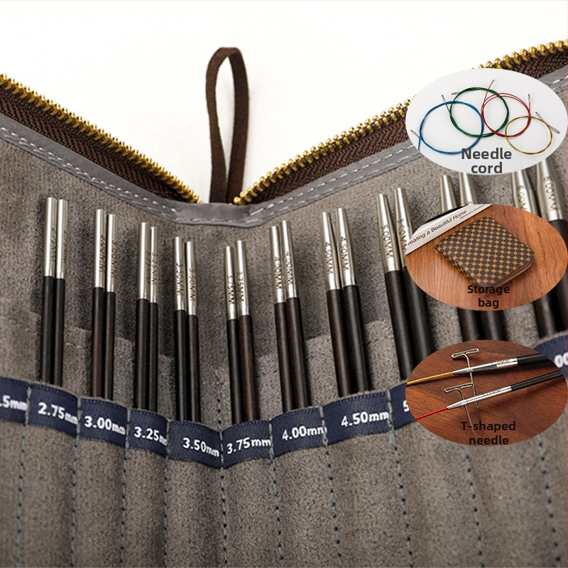 Odnímateľná kruhová ihla na pletenie z ebenového dreva, ručne vyhotovená, na svetre, moderný štýl (Kód: 6511002741999)