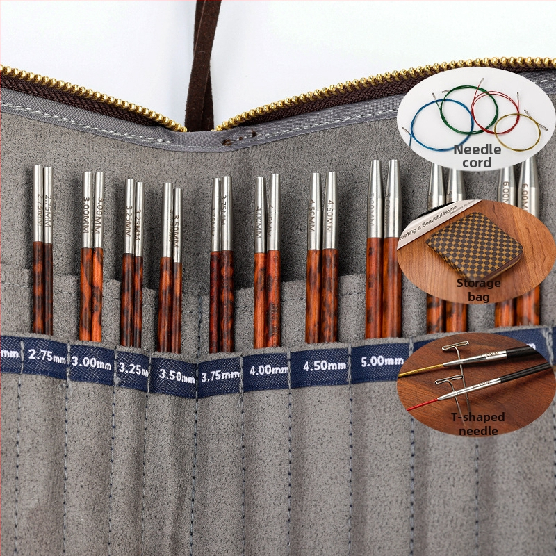 Odnímateľná kruhová ihla na pletenie z ebenového dreva, ručne vyhotovená, na svetre, moderný štýl (Kód: 6511002741999)