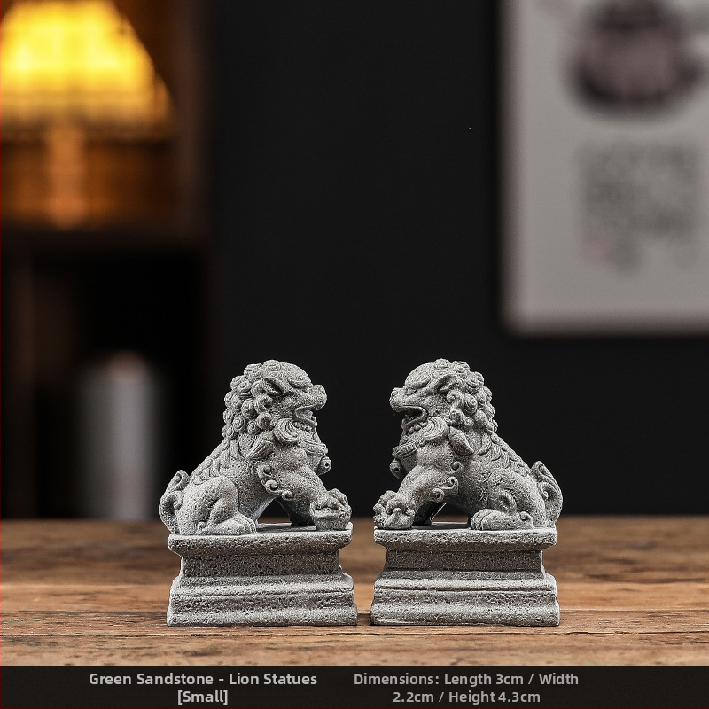 Двойка статуи на лъвове за аквариум, нов китайски стил, пластмаса и смола, марка Zifan, опаковка в цветна кутия