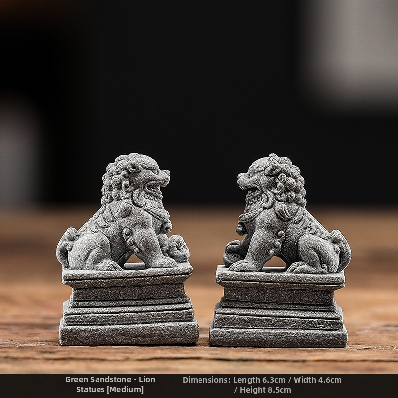 Двойка статуи на лъвове за аквариум, нов китайски стил, пластмаса и смола, марка Zifan, опаковка в цветна кутия
