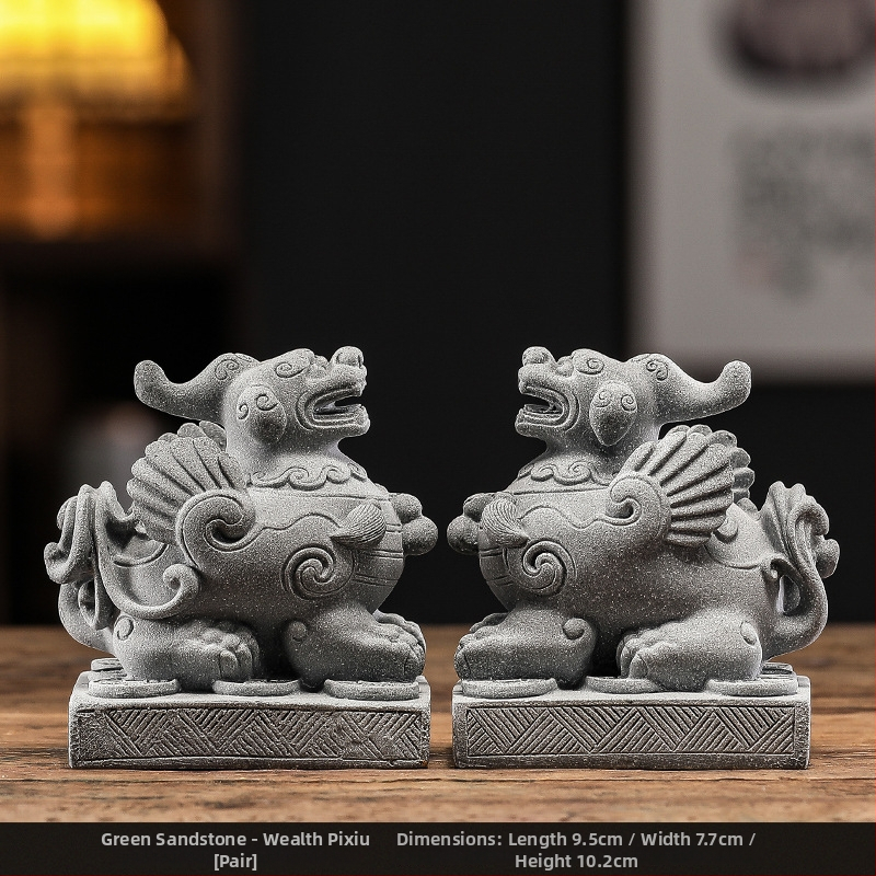 Двойка статуи на лъвове за аквариум, нов китайски стил, пластмаса и смола, марка Zifan, опаковка в цветна кутия