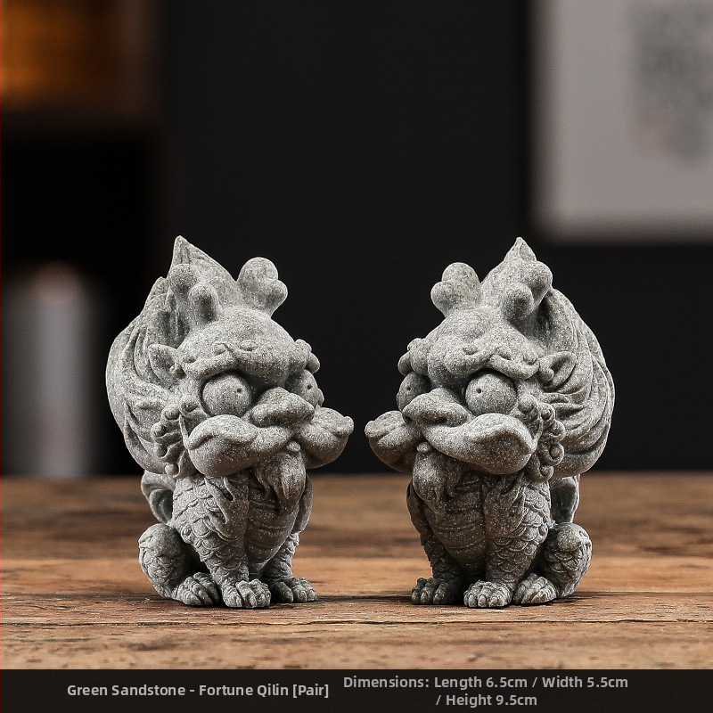 Двойка статуи на лъвове за аквариум, нов китайски стил, пластмаса и смола, марка Zifan, опаковка в цветна кутия