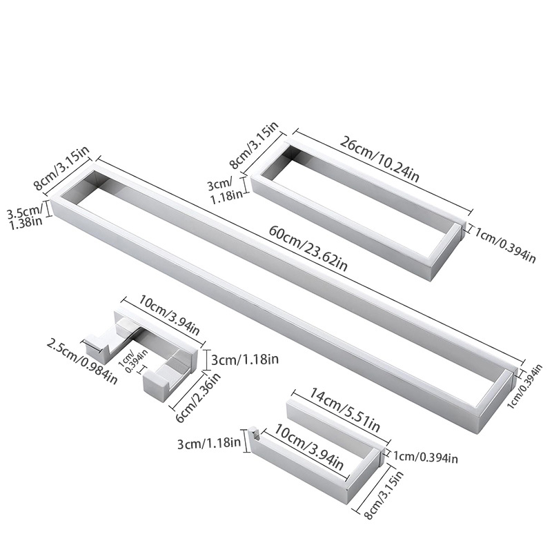 Set stalaka za ručnike od nehrđajućeg čelika 304, držač papirnatih ubrusa, kupaonica, četverodjelni set, mat završna obrada
