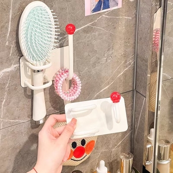 Zidni organizator dodataka za kosu za kupaonicu, plastični, polirani završni sloj, stil laganog luksuza, 90 g