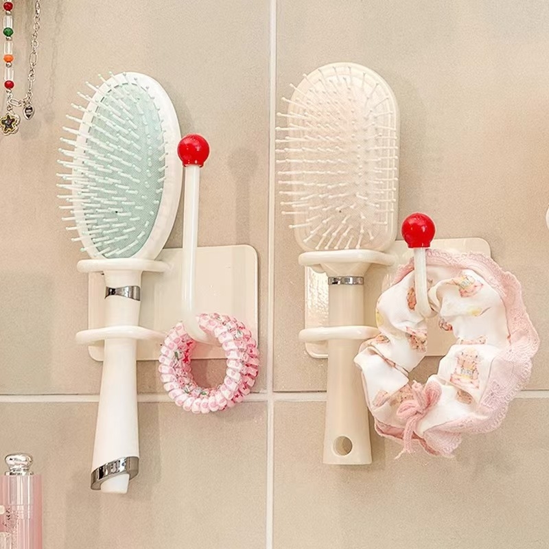 Zidni organizator dodataka za kosu za kupaonicu, plastični, polirani završni sloj, stil laganog luksuza, 90 g