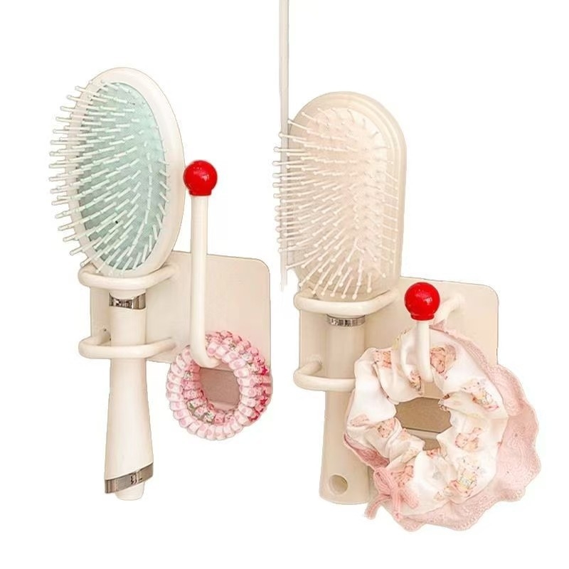 Zidni organizator dodataka za kosu za kupaonicu, plastični, polirani završni sloj, stil laganog luksuza, 90 g