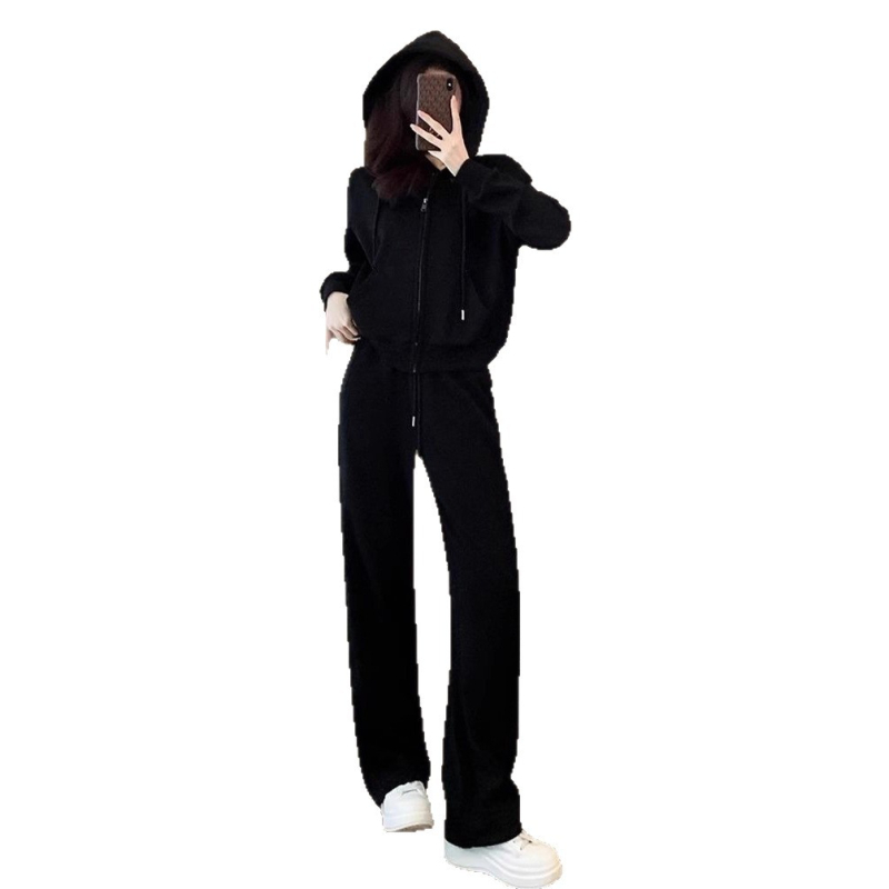 Ženski dvodijelni casual sportski komplet s kapuljačom i trenirkom, korejski stil, opuštena silueta, pamuk
