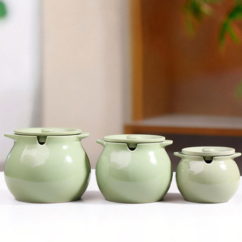 Recipient ceramic pentru ulei cu capac și mâner – borcan pentru ulei de chili, stil simplitate chinezească