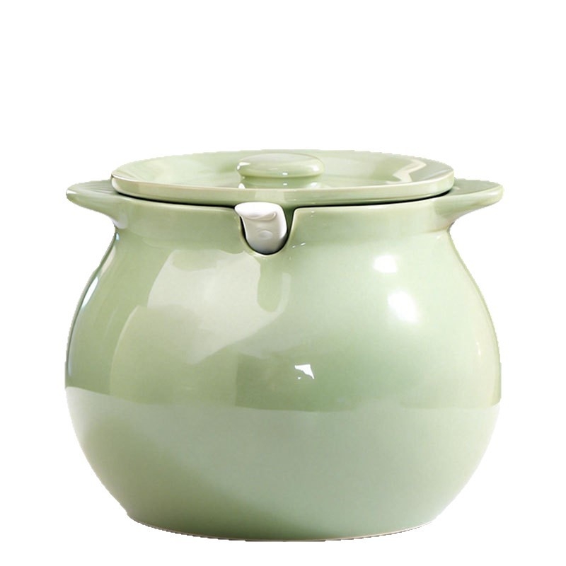 Recipient ceramic pentru ulei cu capac și mâner – borcan pentru ulei de chili, stil simplitate chinezească
