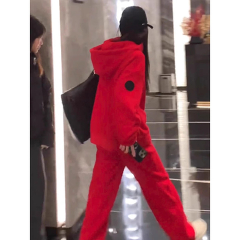Dvodjelni casual set s kapuljačom na zip i trenirkom, PVC materijal, jesen 2025, stil Royal Sister