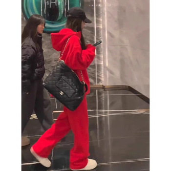 Dvodjelni casual set s kapuljačom na zip i trenirkom, PVC materijal, jesen 2025, stil Royal Sister