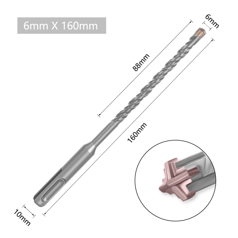 Bušilica za probijanje s okruglim vratom, križnog tipa, dvostruki žlijeb, wolfram čelik