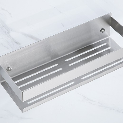 Jednoetažni regal za pohranu od 304 nehrđajućeg čelika za kuhinju i kupaonicu, polirana površina, nosivost 5–10 kg, moderni minimalistički stil, model 81203.