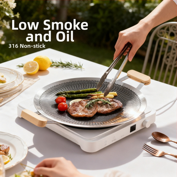 Okrugla grill tava od nehrđajućeg čelika 316 – za kampiranje na otvorenom i kućnu upotrebu, višenamjenska ploča za roštilj