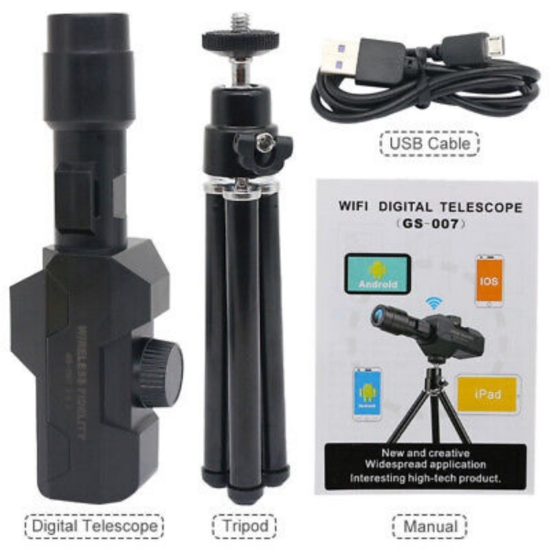 WiFi digitalni monocularni teleskop – 70× povećanje, 1080p rezolucija, izlazna zjenica 17 mm