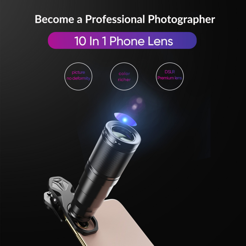 Apexel Vanjski monokularni teleobjektiv za pametni telefon 22x, makro, fisheye, širok ugao 0.63x