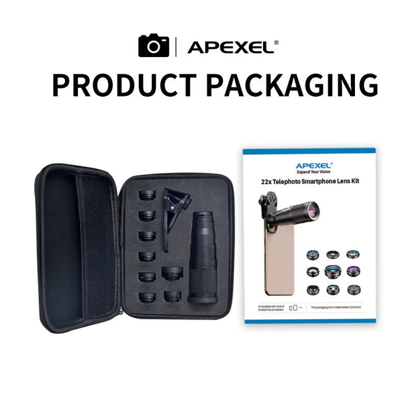 Apexel Vanjski monokularni teleobjektiv za pametni telefon 22x, makro, fisheye, širok ugao 0.63x