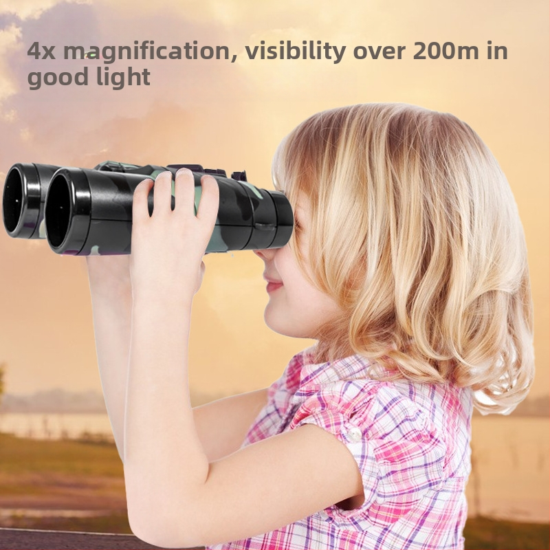 Binoclu educațional camuflat cu distanță focală reglabilă — Telescop din plastic pentru sugari și copii mici (0–3 ani)
