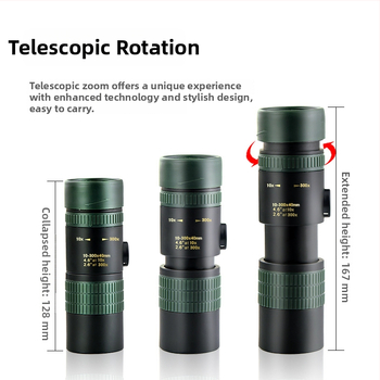 Monokularni teleskop 10-300×40 sa kontinuiranim zumom i podesivim fokusom za promatranje ptica na otvorenom, široki ugao