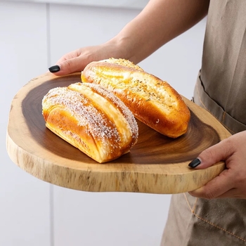 Heng Kitchen tocător din lemn, formă circulară neregulată, cu două fețe, portabil pentru uz casnic