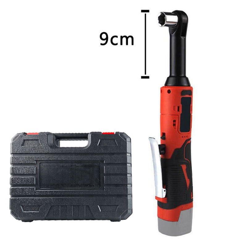 Elektromos racsnis kulcs, 18V, 90°-ban állítható fej, újratölthető lítium akkumulátor, 57 Nm nyomaték, tömeg 2,3 kg