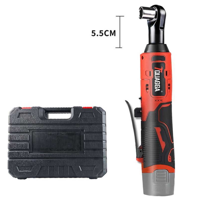 Elektromos racsnis kulcs, 18V, 90°-ban állítható fej, újratölthető lítium akkumulátor, 57 Nm nyomaték, tömeg 2,3 kg