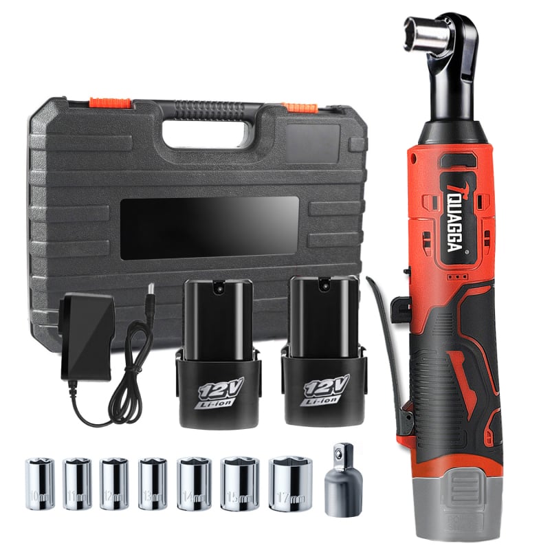 Elektromos racsnis kulcs, 18V, 90°-ban állítható fej, újratölthető lítium akkumulátor, 57 Nm nyomaték, tömeg 2,3 kg