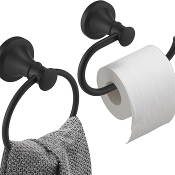 Set od nehrđajućeg čelika za kupaonicu, dva komada, držač papira i prsten za ručnik, zidni, antik završna obrada, novi kineski stil