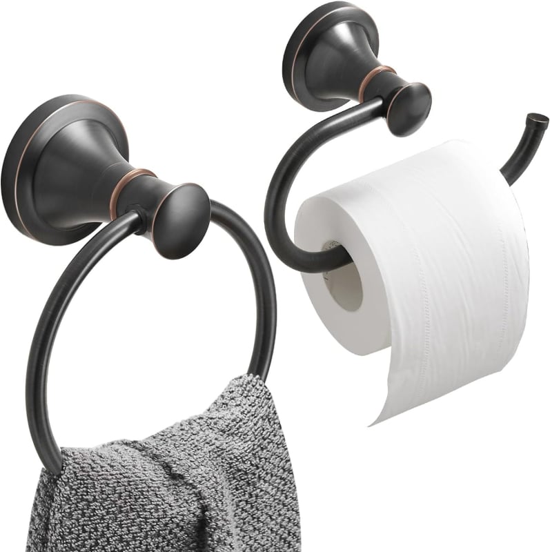 Set od nehrđajućeg čelika za kupaonicu, dva komada, držač papira i prsten za ručnik, zidni, antik završna obrada, novi kineski stil