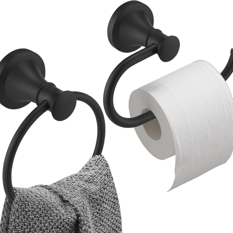 Set od nehrđajućeg čelika za kupaonicu, dva komada, držač papira i prsten za ručnik, zidni, antik završna obrada, novi kineski stil