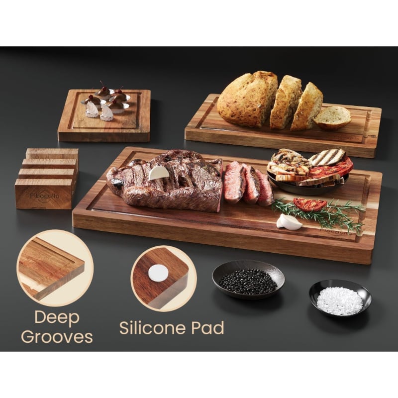 Set dasaka za rezanje od akacije, tri komada, dvostrano korištenje, kućna upotreba, moderan minimalistički stil, šifra proizvoda 014