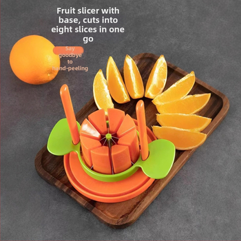 Viacúčelový krájač ovocia z nehrdzavejúcej ocele; olúvač pomarančov, odstraňovač jadier a krájač hrušiek