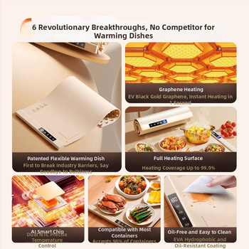 Three Little Chefs inteligentná silikónová vyhrievacia doska na jedlo, rolovateľná domáca ohrev jedla, 620x400 mm, 300 W, 220 V, 2 kg, prispôsobiteľná