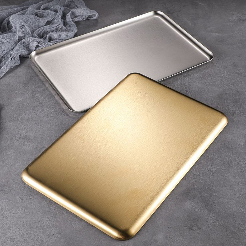 Glory farfurie pătrată din oțel inoxidabil, stil coreean, potrivită pentru grătar și hot pot, cu posibilitatea imprimării logo-ului