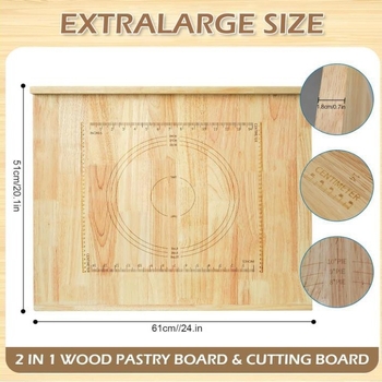 Ξύλινο διπλής όψεως ορθογώνιο κάλυμμα γκαζιού και σανίδα κοπής για ζύμωμα ζύμης