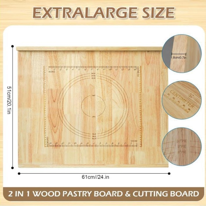 Ξύλινο διπλής όψεως ορθογώνιο κάλυμμα γκαζιού και σανίδα κοπής για ζύμωμα ζύμης