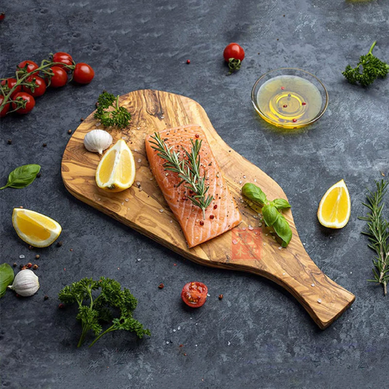 Σετ μαχαιριών και σανίδας κοπής από ελαιόδενδρο, διπλής όψεως, αντιβακτηριακό, φορητό, μοντέρνο στυλ