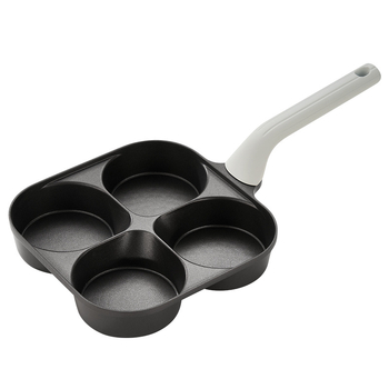 Τιτάνιο τηγάνι πρωινού για μπέργκερ με 4 τρύπες, αντικολλητικό, βαθουλωμένο, από κράμα αλουμινίου, συμβατό με επαγωγή και φούρνο