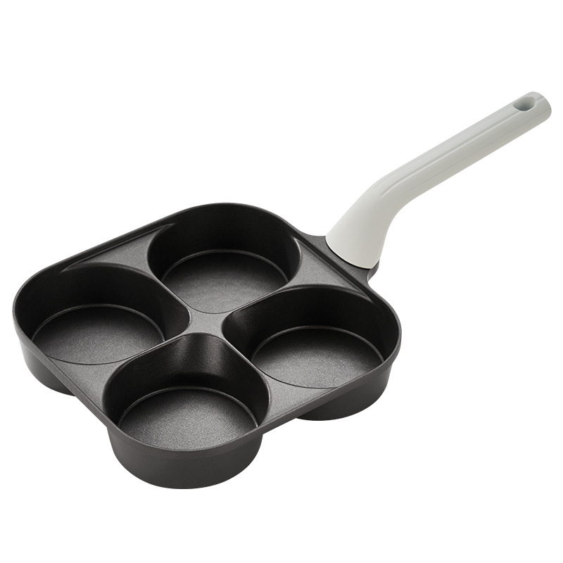 Τιτάνιο τηγάνι πρωινού για μπέργκερ με 4 τρύπες, αντικολλητικό, βαθουλωμένο, από κράμα αλουμινίου, συμβατό με επαγωγή και φούρνο