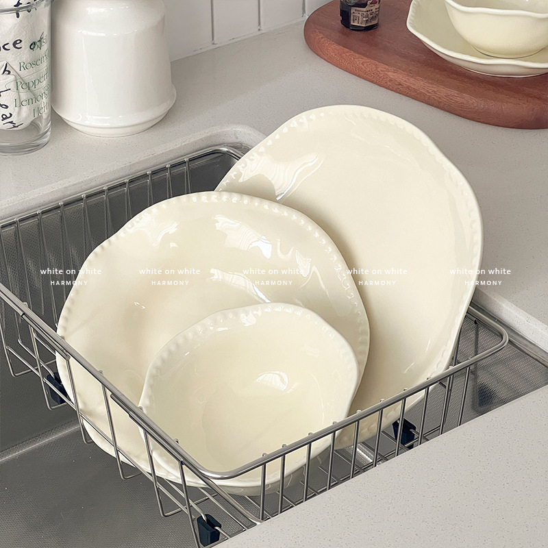 Porcelanski set posuđa za stol s dubokim tanjurima, nepravilnog oblika, pogodan za mikrovalnu, korejski stil