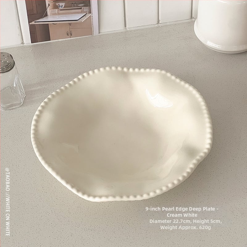 Porcelanski set posuđa za stol s dubokim tanjurima, nepravilnog oblika, pogodan za mikrovalnu, korejski stil