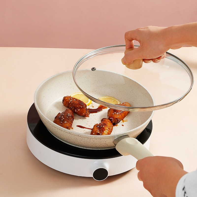 Cool Neighbor τηγάνι τηγανίσματος με αντικολλητική επίστρωση, αλουμίνιο, χωρίς καπνό, διπλή βάση, βάθος 4,5 εκ